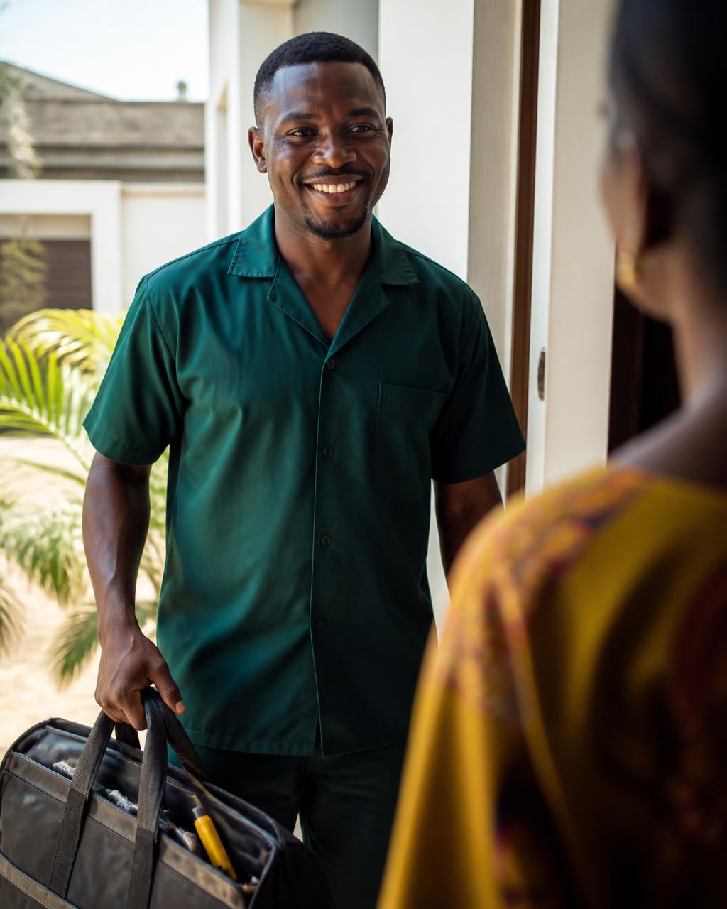 A verified Ofix pro arriving at a customer's home in Nigeria
